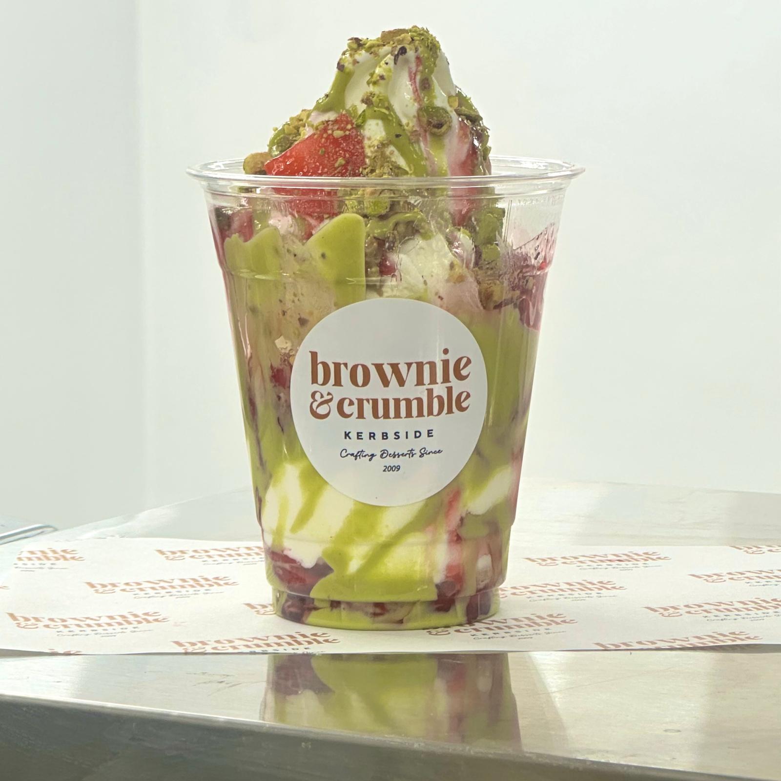 Pistachio Kunafa & Strawberries Sundae